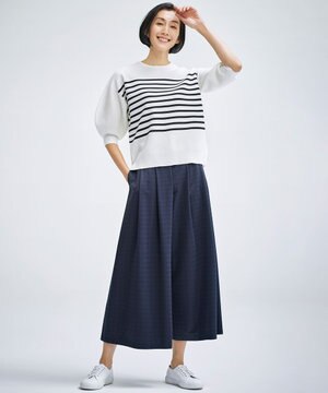 【Sサイズ有】タック ジャージー セミワイドパンツ