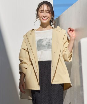  【撥水・UVカット・洗える】フーデットハーフ コート