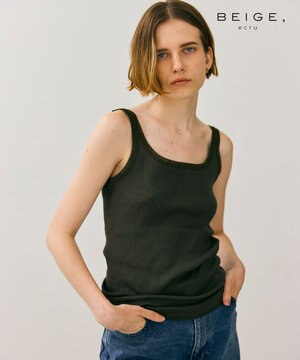  【BEIGE,ecru/WEB限定・洗える】RIB TOPS /  コットンシルクリブキャミソール