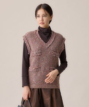  ミックスツイードニット  ベスト