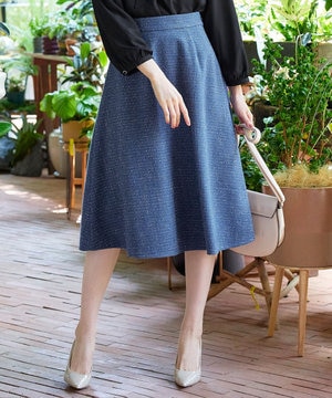 【洗える】ラメツイードAラインフレアスカート