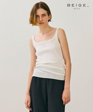 【BEIGE,ecru/WEB限定・洗える】RIB TOPS /  コットンシルクリブキャミソール