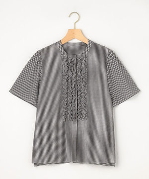  【先行予約】【WEB限定】サッカーギンガムチェック フロントフリルブラウス