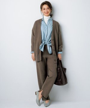 【洗える】コットンミックスニット パンツ