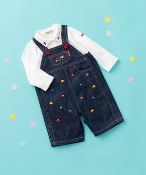  【70-90cm】 くるま刺繍 オーバーオール＆ポロシャツギフトセット【BOX付き】