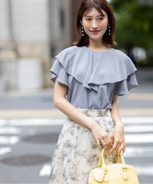  【接触冷感・吸水速乾・UVカット】サラキレイ フリル ブラウス