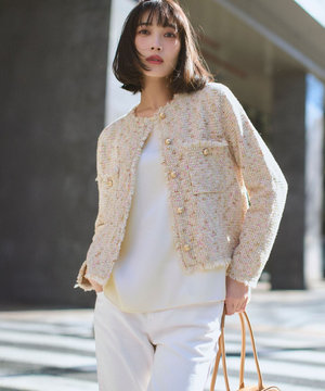 【見上愛さん着用/新色追加/VERY掲載】ツイード ニット ジャケット