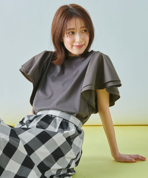 【シワになりにくい】ダブルフレアスリーブカットソー