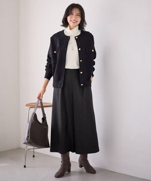 【ウエストゴム】ライトツイードワイドパンツ