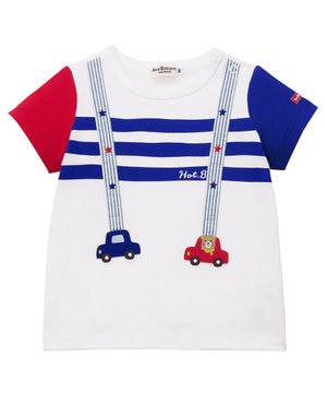  【80-120cm】サスペンダーデザイン 半袖Tシャツ