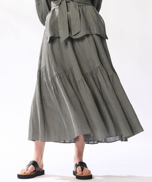  【洗える】LIBECO ティアード スカート