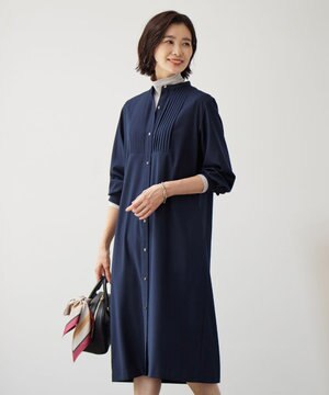  【洗える】50/2 T/Rウォッシャブルギャバ ワンピース