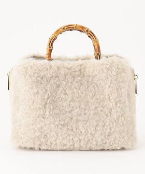 バンブーハンドルフェイクボア トート