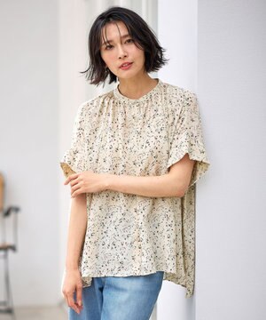  【洗濯機可】プリントブラウス