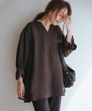  【洗える】LIBECOリネン ティアード チュニック ブラウス