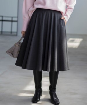  【WEB限定カラーあり】ウールライクストレッチ フレアスカート