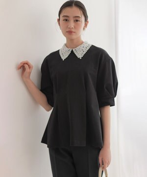  【2WAY】レース襟フレンチテリーフレア カットソー