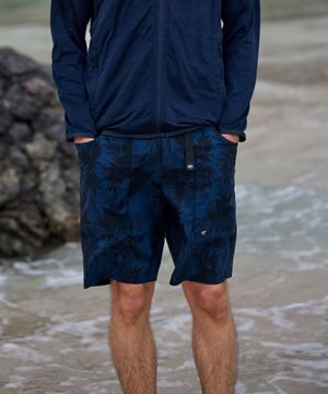  【UNISEX】軽量/ECO撥水 3Dエンボスリーフショーツ