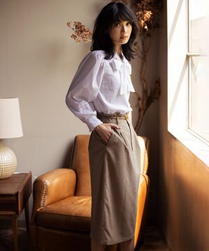  【洗える】ツイルストレッチ タイトスカート