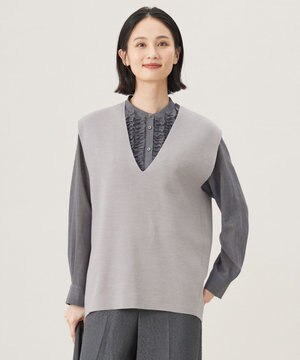  【セットアップ対応・洗える】ウールミラノニット ベスト