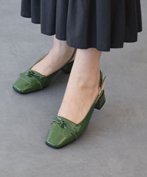  【INTER-CHAUSSURES】スクエアトウチャンキーヒールバックバンド