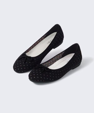  【洗える/撥水】ラウンド ドット バレエ パンプス