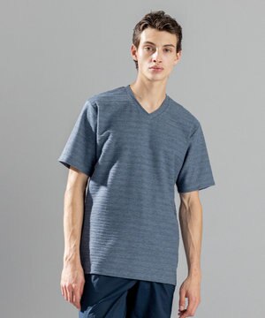  メランジリップル　Vネックカットソー