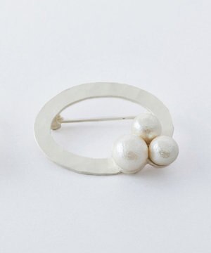  ツチメリング&コットンパール ブローチ