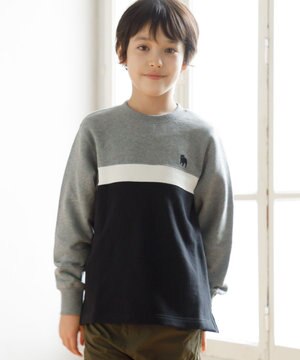  【140-170cm】ブル刺繍 ブロッキングトレーナー