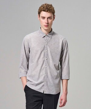  【新柄】ヨシタレース　7分袖レギュラーカラーシャツ