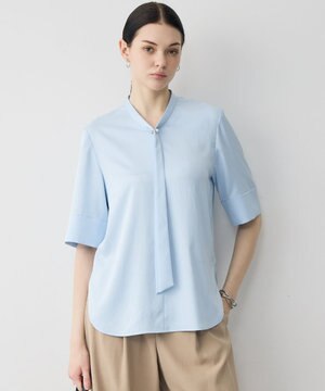  【先行予約】ストレッチシルキーツイル タイブラウス