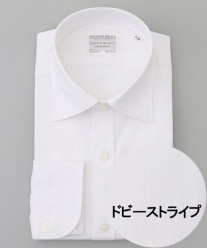  【形態安定】PREMIUMPLEATS_セミワイドカラー _織柄_通年ドレスシャツ
