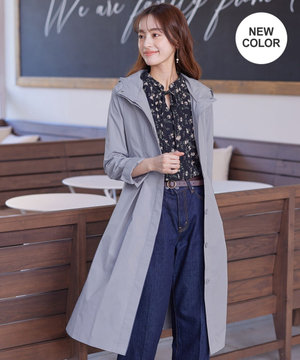 【洗える】撥水フードフレアコート