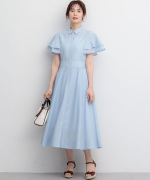 シアーボイル フリル袖ワンピース