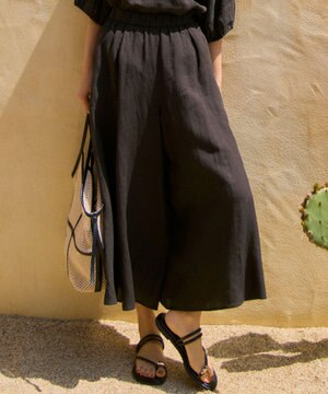  【洗える】LIBECOリネン ガウチョ パンツ