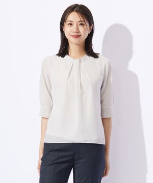  シャドーストライプ ボウタイ風 カットソー