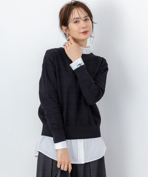 編み柄ディテールニット