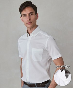  春夏向け【形態安定】SUMMERPREMIUMPLEATS_スナップダウンカラー 半袖ドレスシャツ(26年モデル)