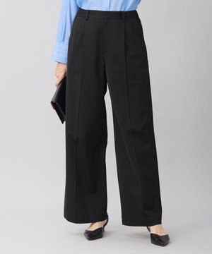  【洗える】ライトフィールジャージータックワイド パンツ