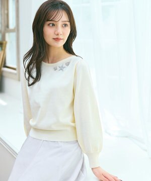 ブローチデザインニット プルオーバー