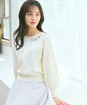 ブローチデザインニット プルオーバー