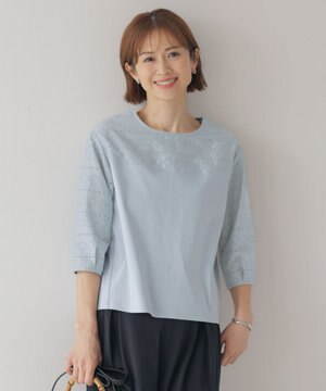  【洗える】スムースジャージー 刺繍 カットソー