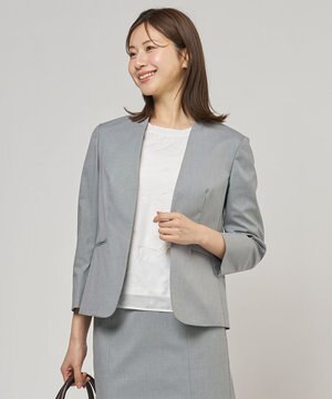  【セットアップ対応・洗える・撥水】コットンFITTY ノーカラー ジャケット