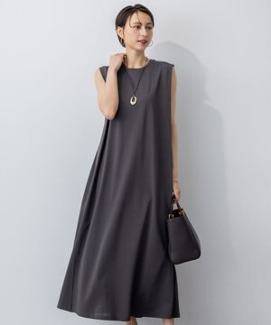 【Oggi8月号掲載/接触冷感/洗える】ツイストコットンプレーティング スリーブレスワンピース