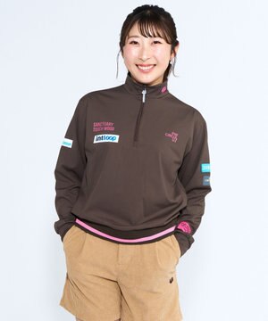 【吸水速乾 / UV遮蔽率99.5% UVカット / ストレッチ】【WOMEN】ハーフジップロングスリーブモックネックT ゴルフウェア レディース