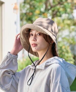  【一級遮光/UVカット】UVラフィネハット（つば広タイプ） 速乾/接触冷感/手洗いOK/サイズ調整可能/抗菌防臭加工