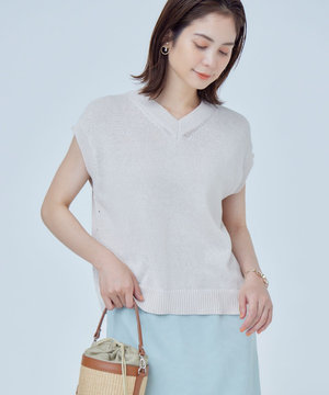 【WEB限定・前後着用可】コットンポリエステル杢プルオーバー ニット