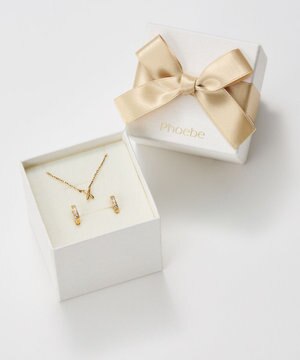  【Xmas Collection】クロスネックレス&ビジューフートピアスセット/BOX&ショッパー付き