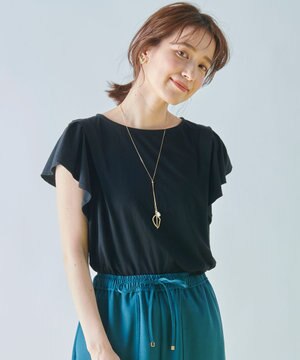 【接触冷感/UVケア/シワになりにくい】フレアスリーブ Tブラウス