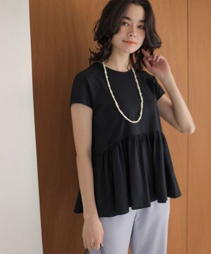  【WEB限定】トリコットジャージー ペプラムカットソー